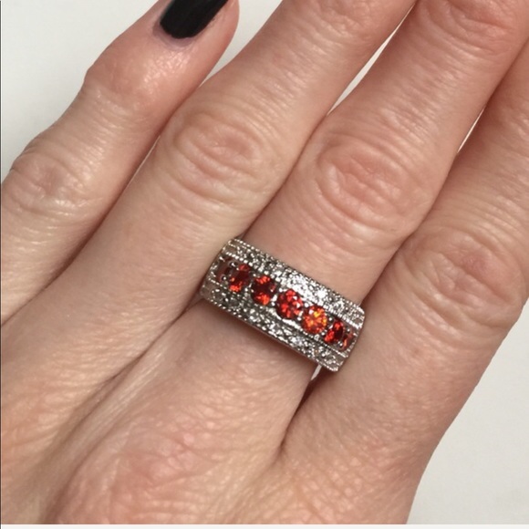 Jewelry - NWOT .925 Sterling Silver and Ruby CZ Ring Size 9